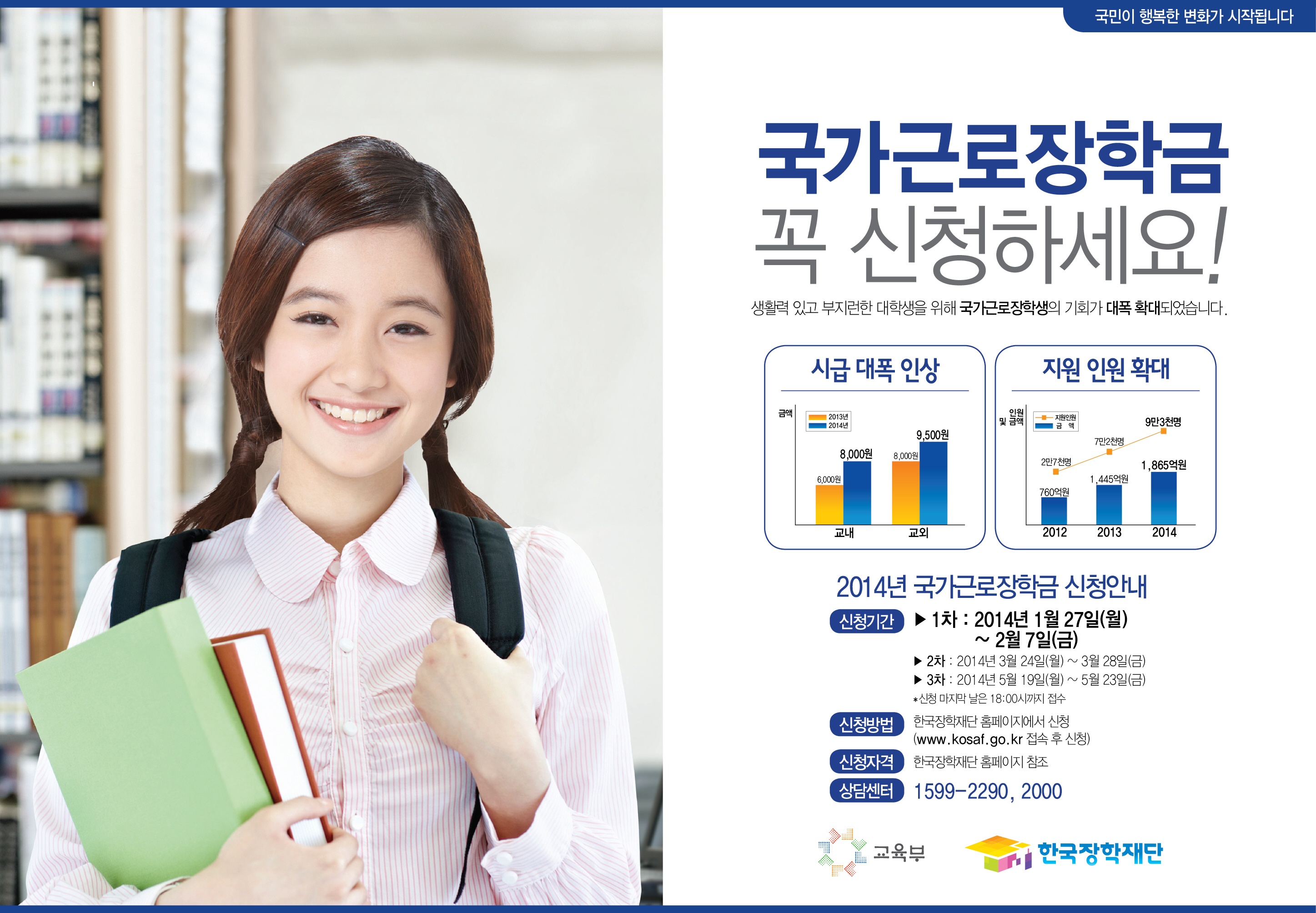 2014학년도 1학기 국가근로장학생 신청기간 안내